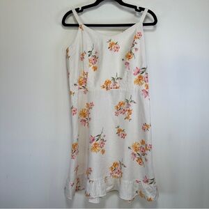 Old Navy | Floral Linen Blend Cami Dress Ruffle Hem Flutter Size L